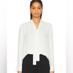 Maje White Tie Neck Blouse